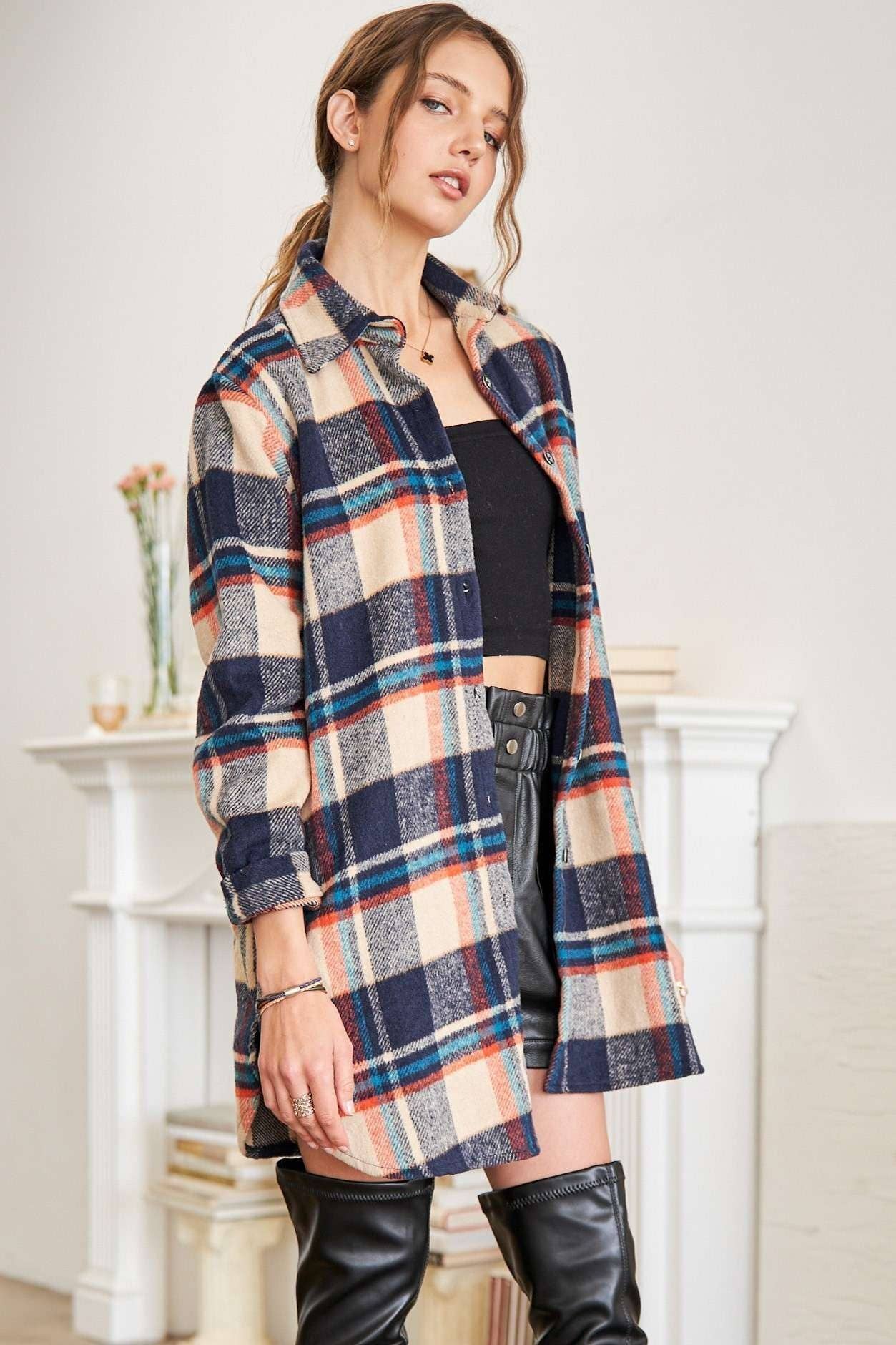 ADORA LA - CEJ1987A - CLASSIC FLANNEL SHACKET