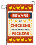 Happy Cow Lawn Decor - "Beware of the Chickens" Garden Flag #G1143-1
