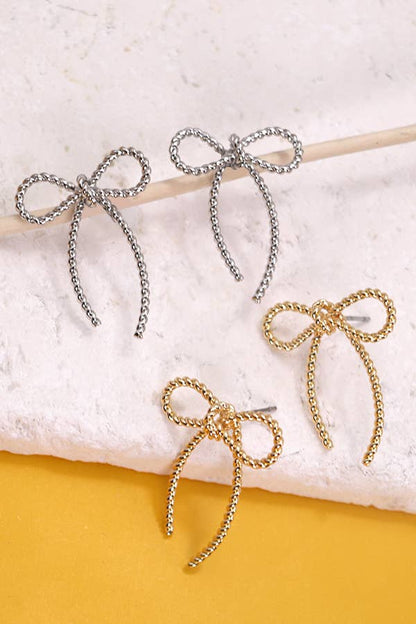 ROPE BOW DESIGN STUD EARRINGS |
