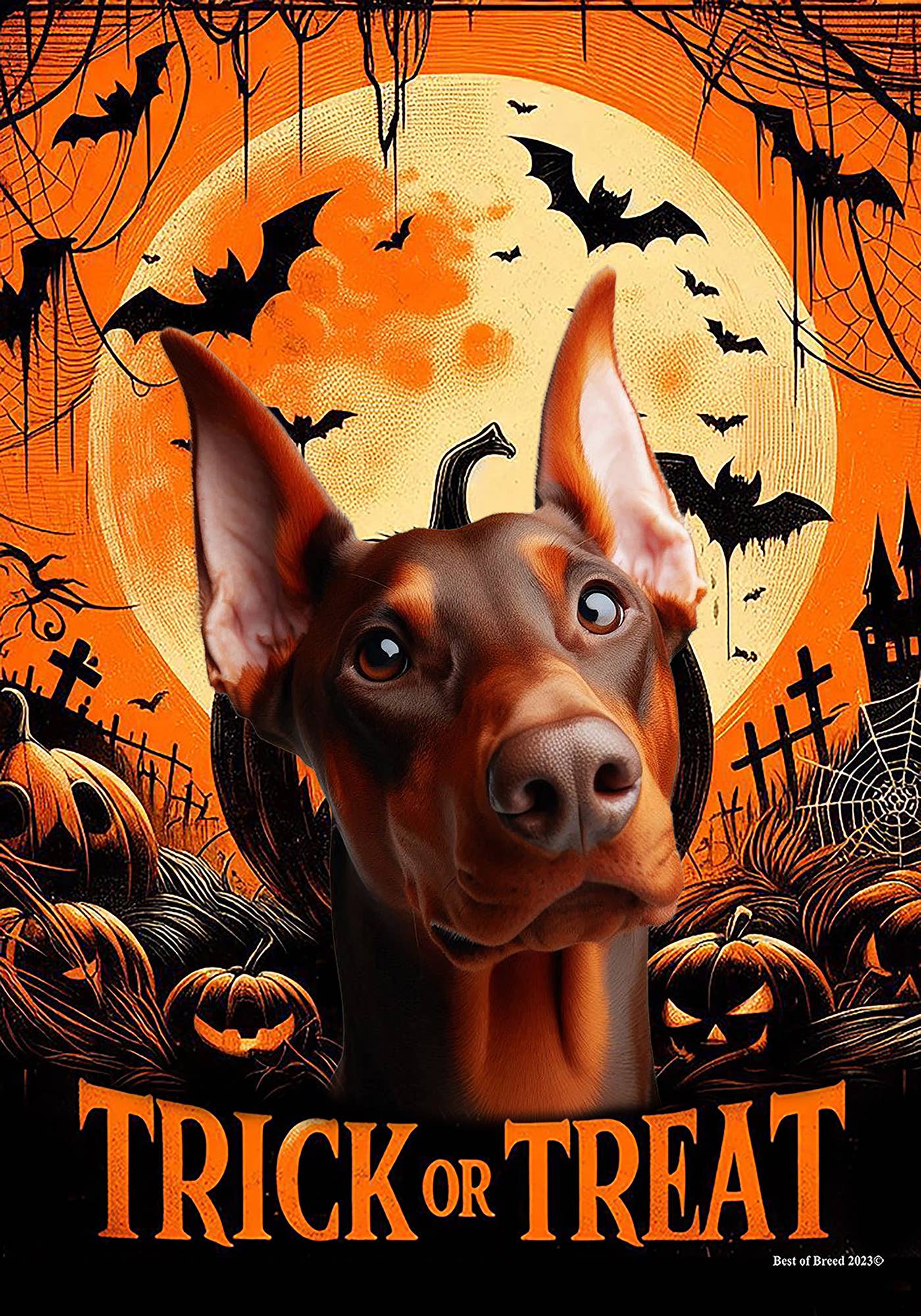 Best of Breed Products - Doberman Red Cropped  -   Halloween Garden Flag