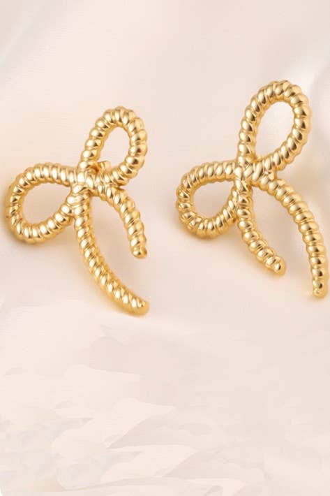 18K STAINLESS STEEL TARNISH FREE BOW STUD EARRINGS |