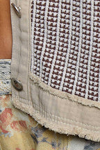 Pamela Vintage Patchwork Floral Geometric Neutral Cropped Jacket-Pol Clothing