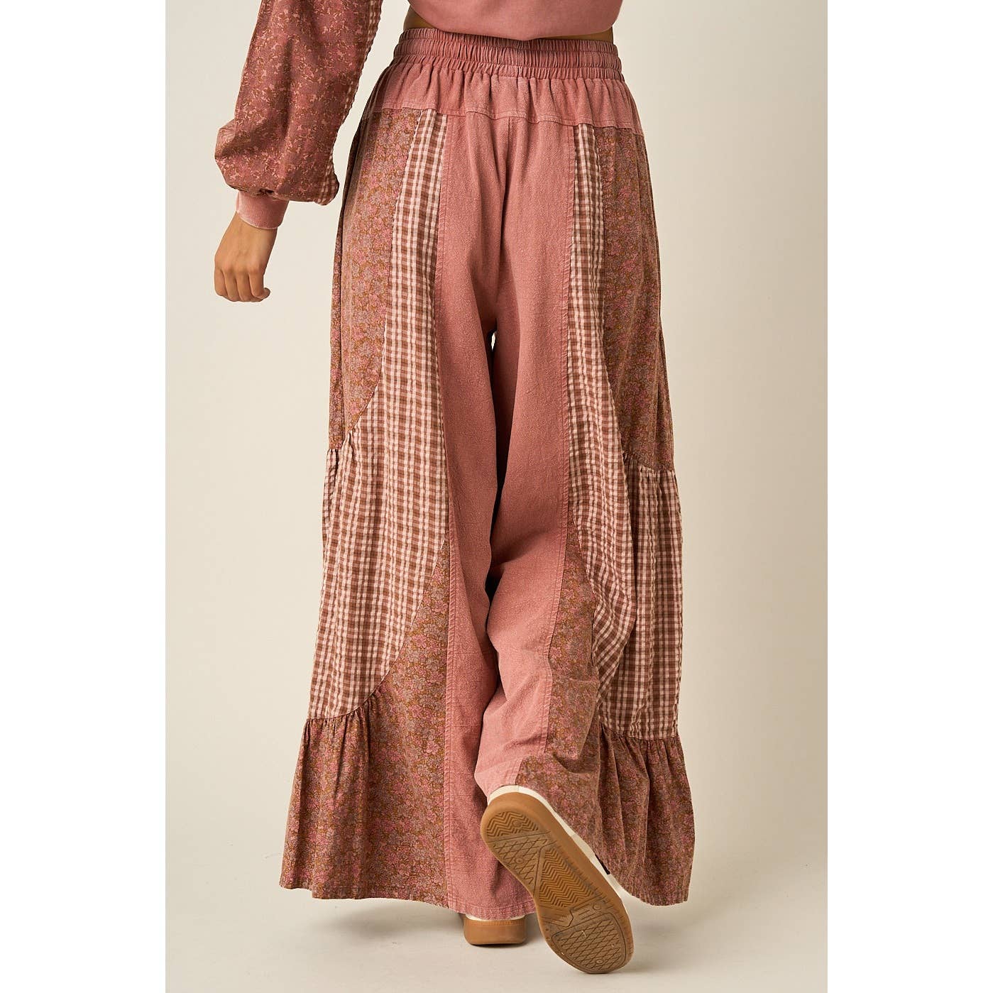 mittoshop - PATCHWORK MIXED PRINT WIDE LEG PANTS