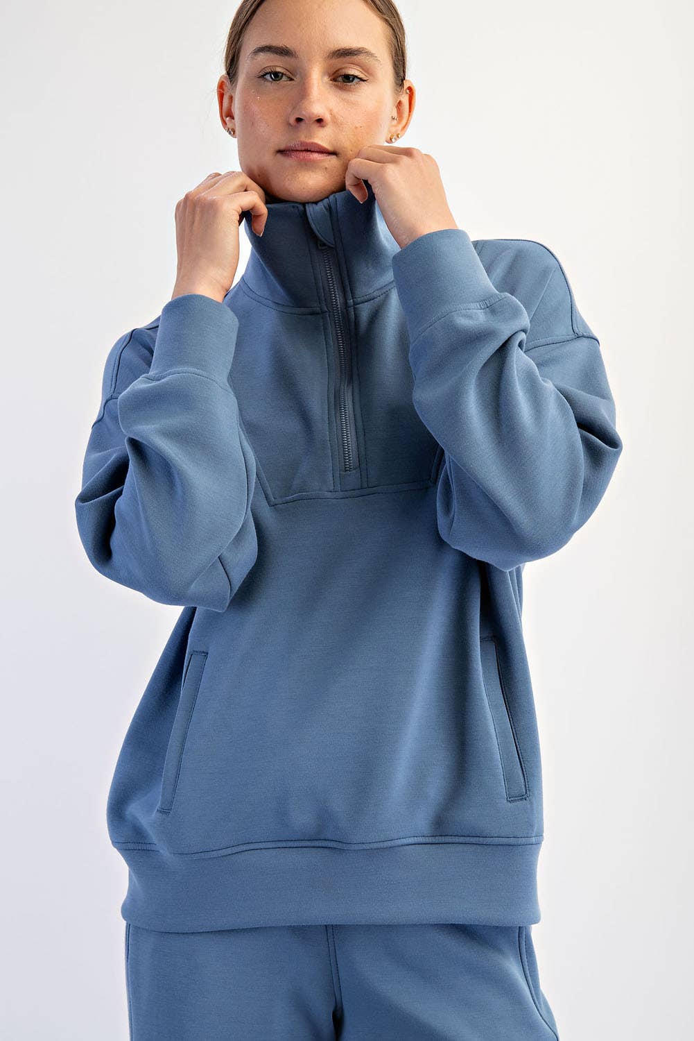 Rae Mode - MODAL SCUBA QUARTER ZIP FUNNEL NECK PULLOVER