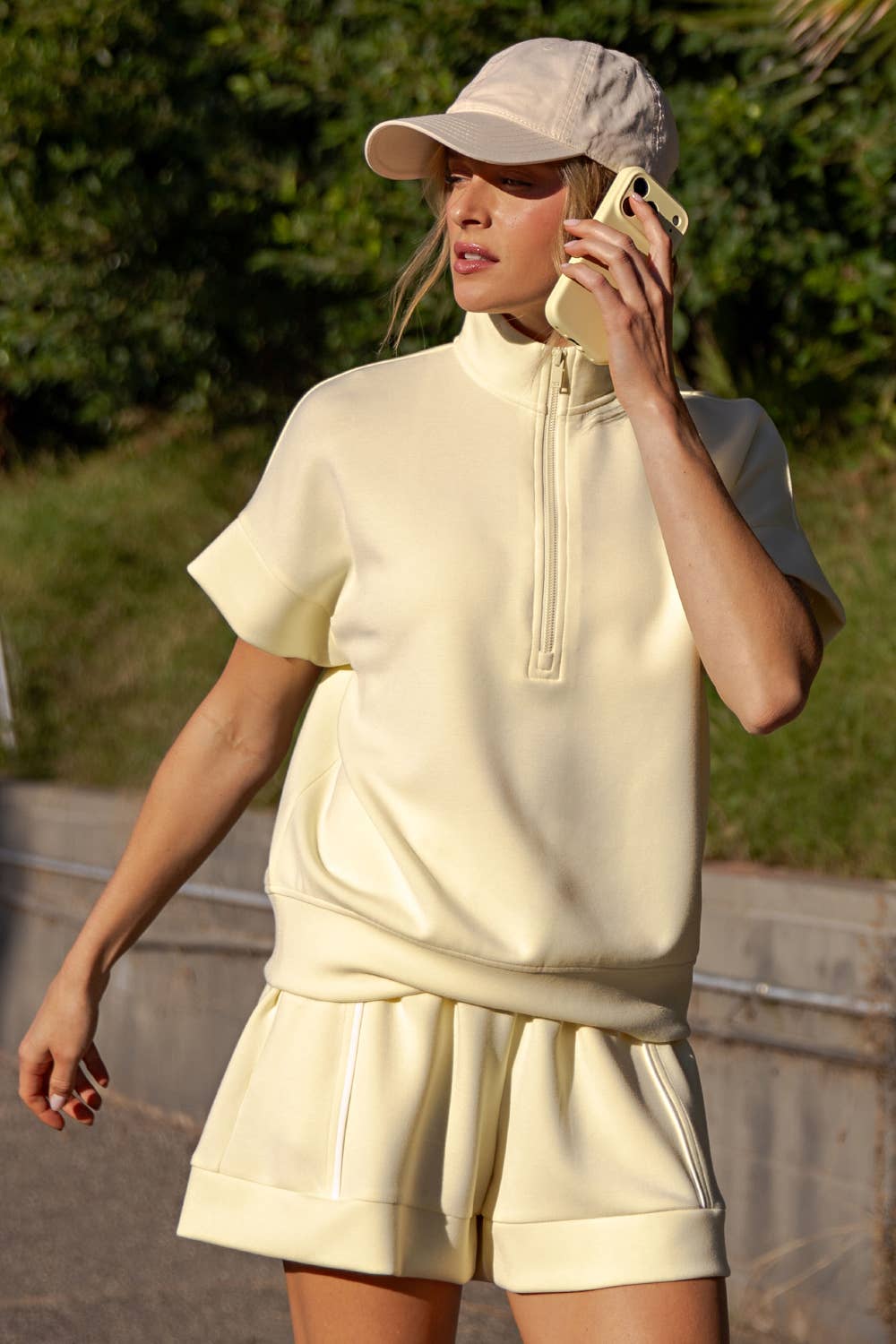 Rae Mode - MODAL SCUBA QUARTER ZIP SHORT SLEEVE TOP