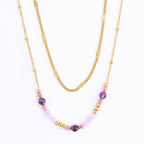 Howard's - Waterproof Necklace 15" Double Row Amethyst Station Narelle
