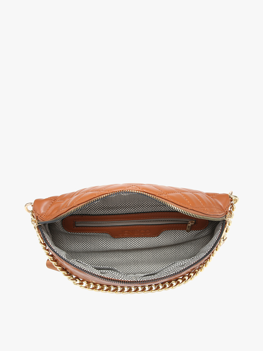 Jen & Co. - M2402 Sylvie Quilted Belt Bag with Chain Strap