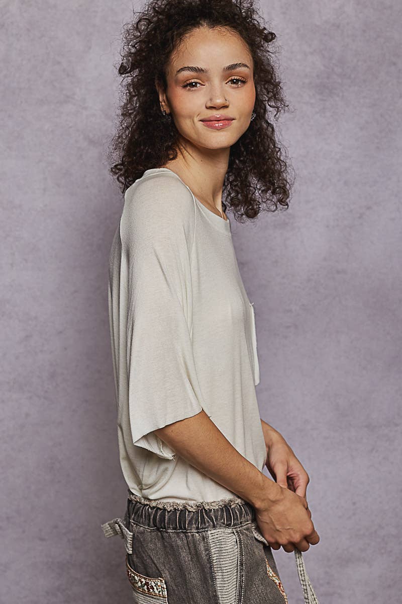 Pol Clothing - Vintage Washed Relaxed Fit Jersey Top Everyday Tee SALE