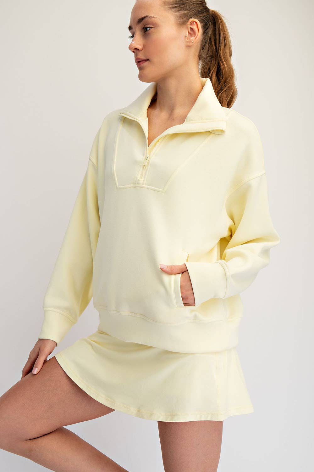 Rae Mode - MODAL SCUBA QUARTER ZIP FUNNEL NECK PULLOVER