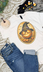 Sugar Stitch - Pumpkin with Rhinestone Specs Graphic T-Shirt