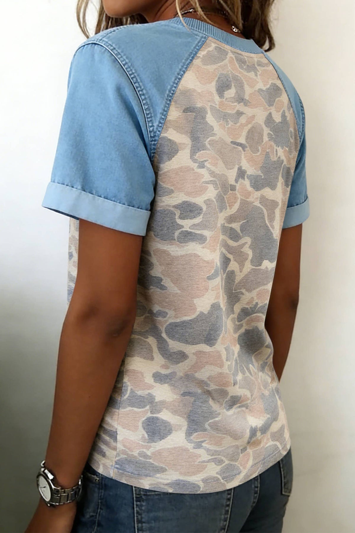 Fashion Camouflage Patchwork T Shirt