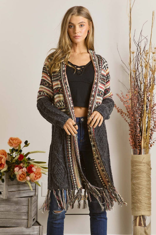 Maya FRINGE HEM AZTEC CARDIGAN