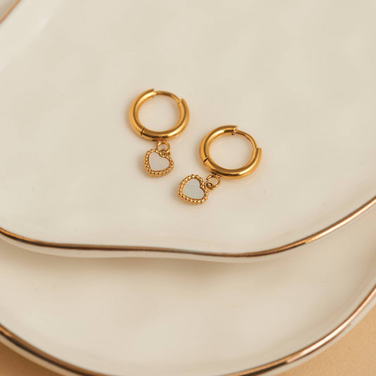 Howard's - Waterproof Earrings Narelle 18K Gold Heart Huggie Hoop