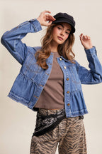 Listicle - Peplum Hem Denim Jacket