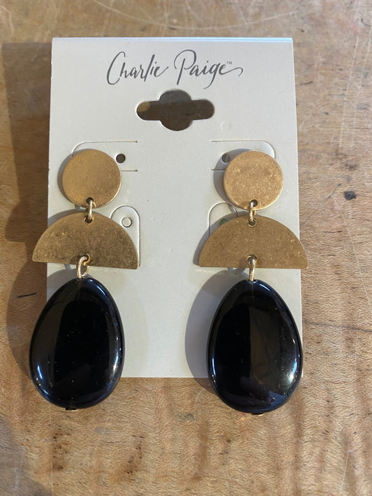 Black Oval Drop Earrings