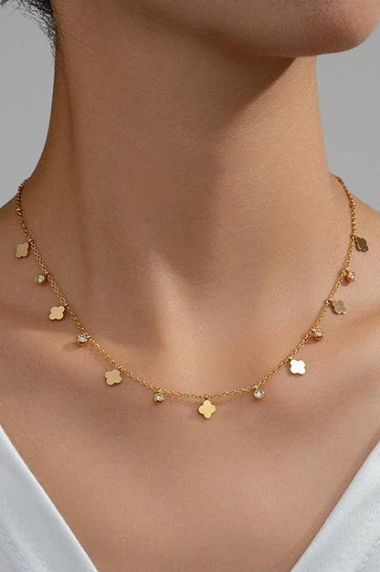 TITANIUM  STEEL NON-TARNISH MINI CLOVER NECKLACE