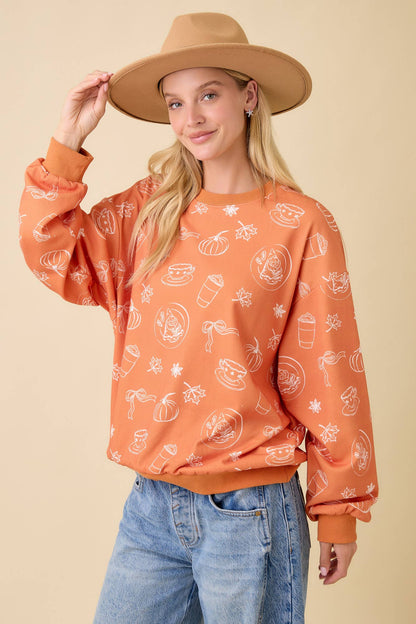 Main Strip - Pumpkin Spice Print Crewneck