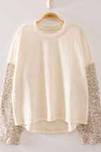 Carmen Contrast Print Sleeve Thermal Top