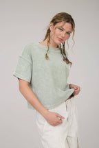 Everyday WASHED RIBBED SHORT SLEEVE TEE WITH POCKET