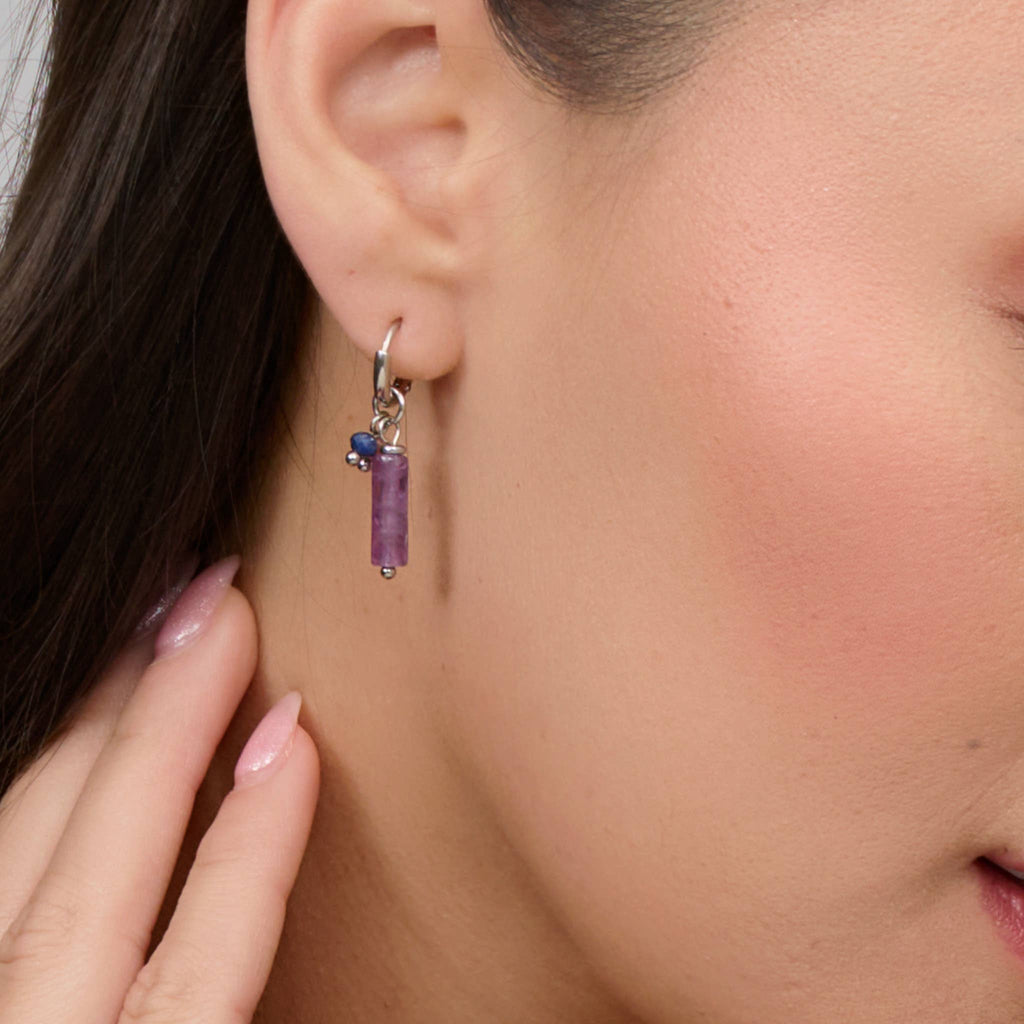 Howard's - Waterproof Earrings Amethyst Hoop Bar Narelle Gemstone