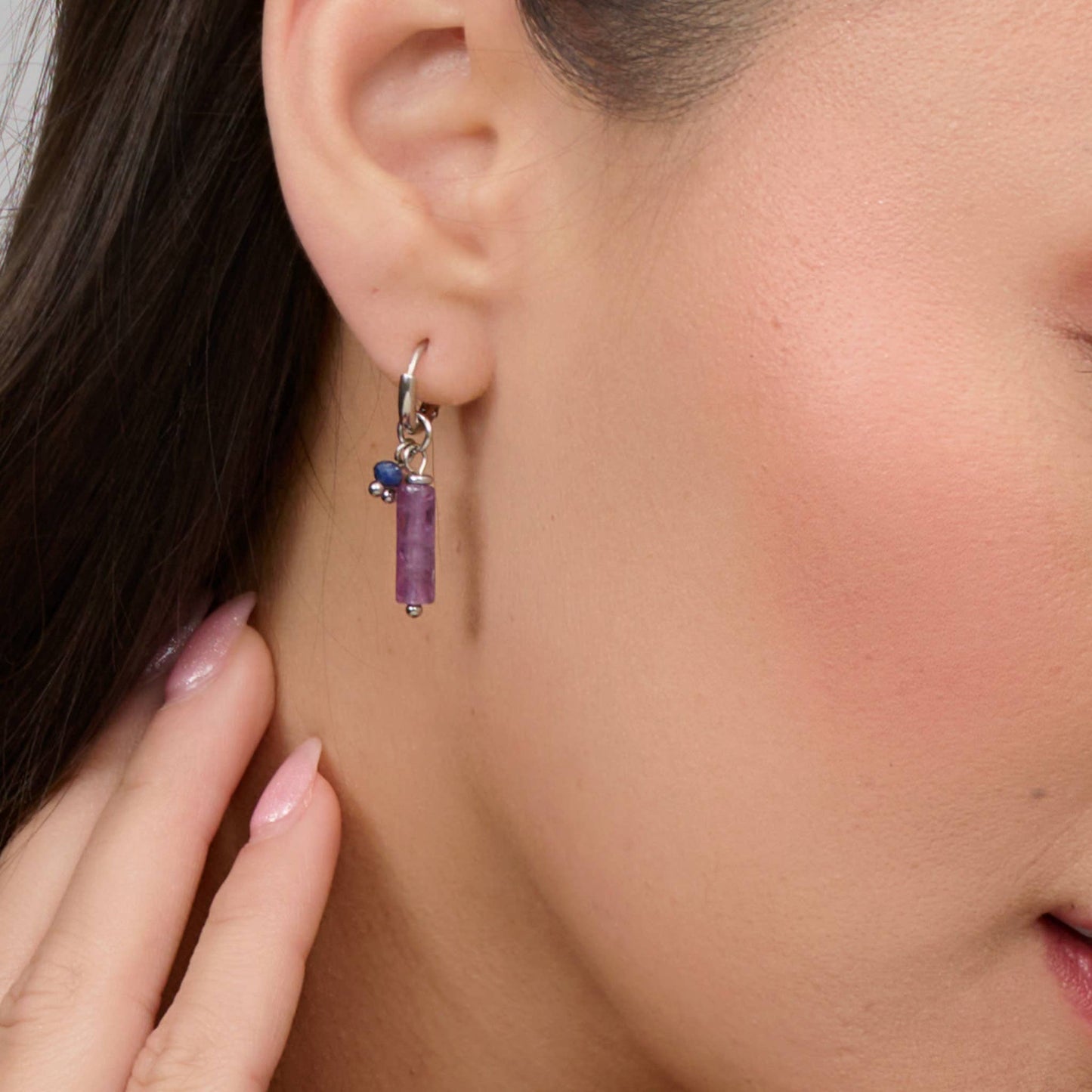 Howard's - Waterproof Earrings Amethyst Hoop Bar Narelle Gemstone