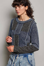 Pol Clothing - Waffle Knit Contrast Patchwork Top