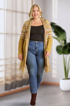 Maya PLUS FRINGE HEM AZTEC CARDIGAN