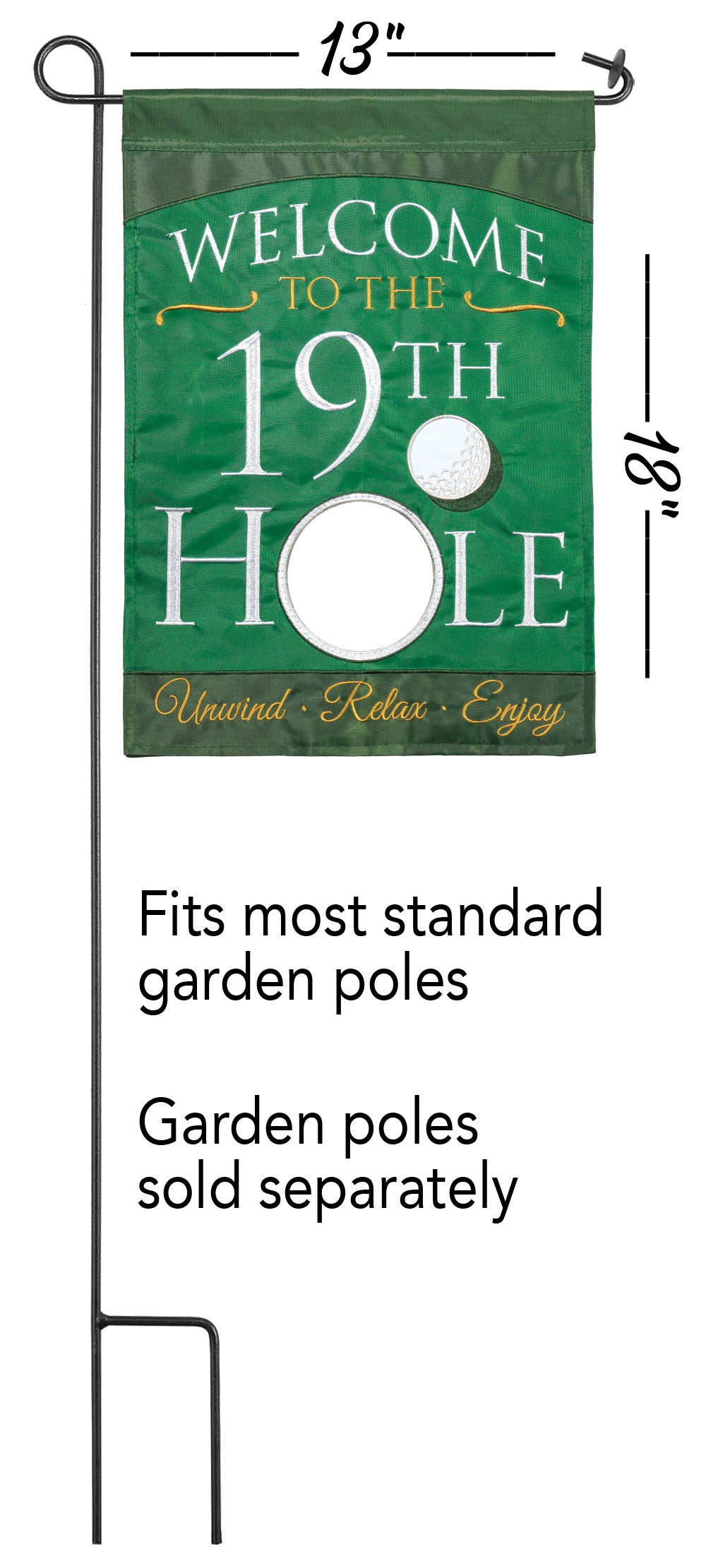 WELCOME 19TH HOLE BURLAP GARDEN DOUBLE APPLIQUE