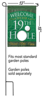 WELCOME 19TH HOLE BURLAP GARDEN DOUBLE APPLIQUE
