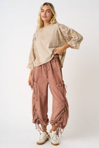 WASHED FRENCH TERRY DROP POCKET BALLOON PANTS