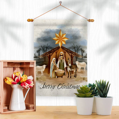 Two Group Flag Co - Birth of Jesus Wintertime Nativity Christmas Decor Flag