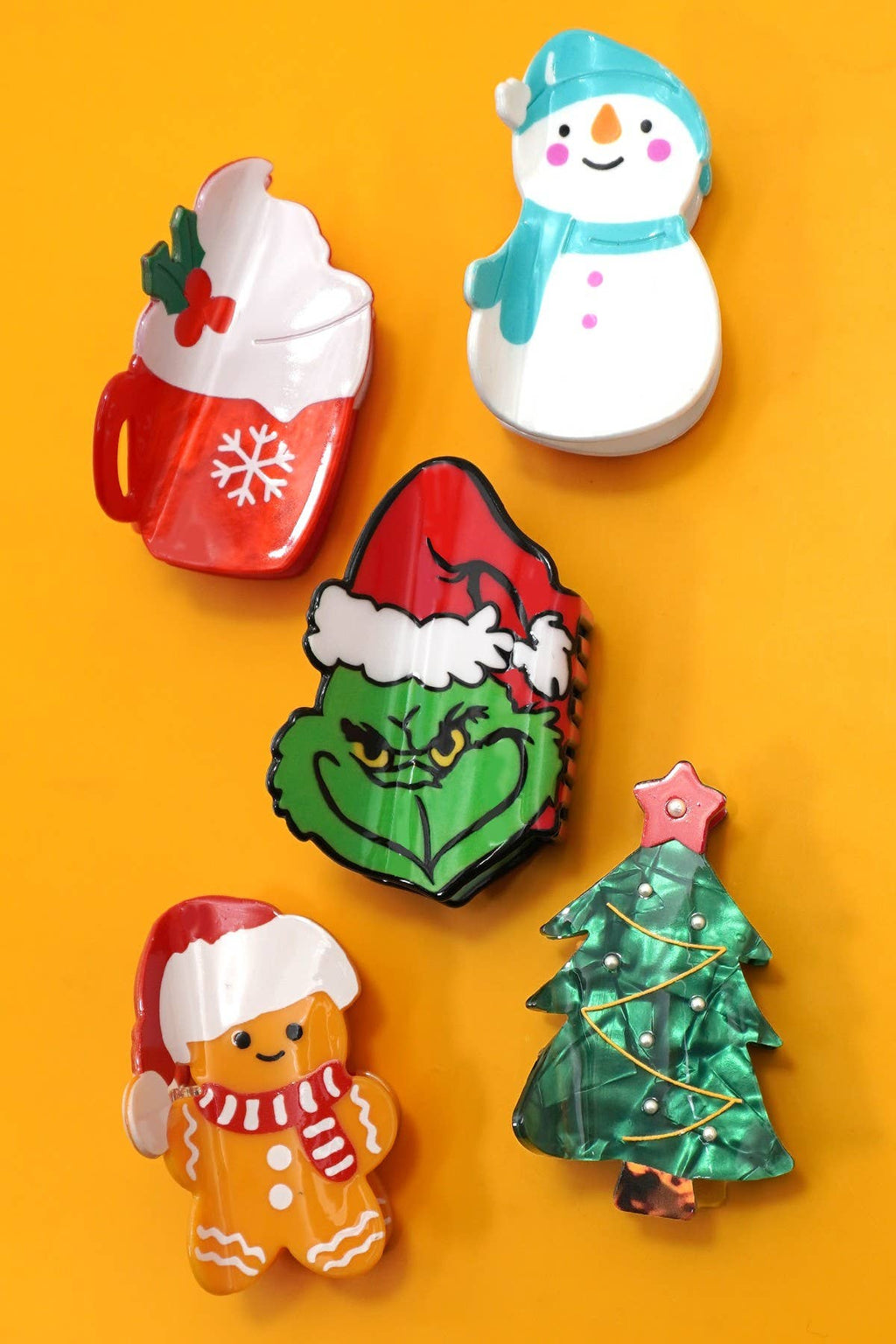 JOSSLYN by wall to wall - CHRISTMAS TREE SANTA SNOWMAN HAIR CLAW CLIPS |