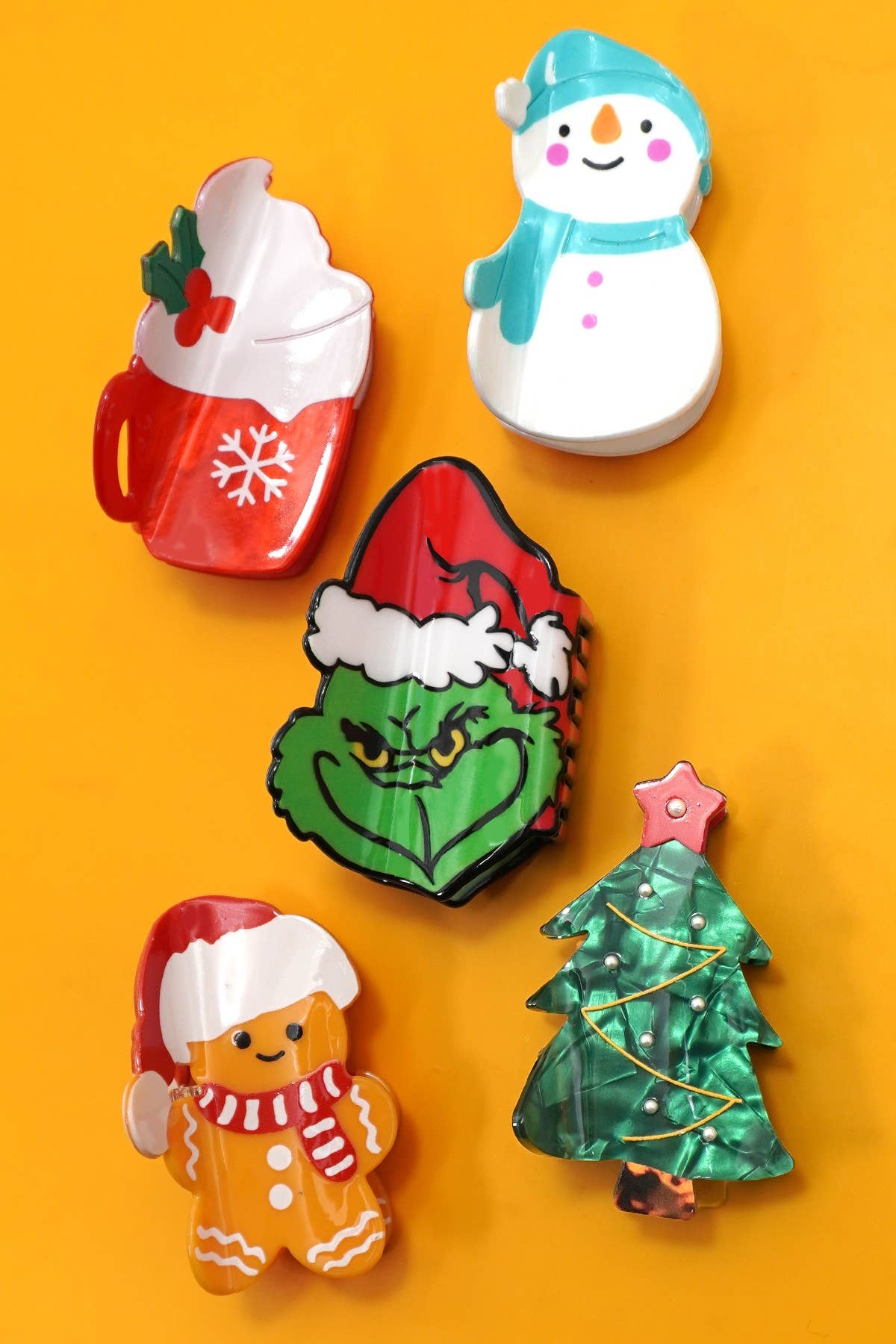 JOSSLYN by wall to wall - CHRISTMAS TREE SANTA SNOWMAN HAIR CLAW CLIPS |