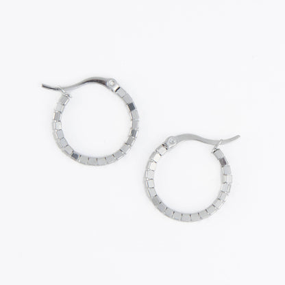 Howard's - Waterproof Earrings Square Beaded Hoop in Gold & Steel
