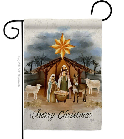 Two Group Flag Co - Birth of Jesus Wintertime Nativity Christmas Decor Flag