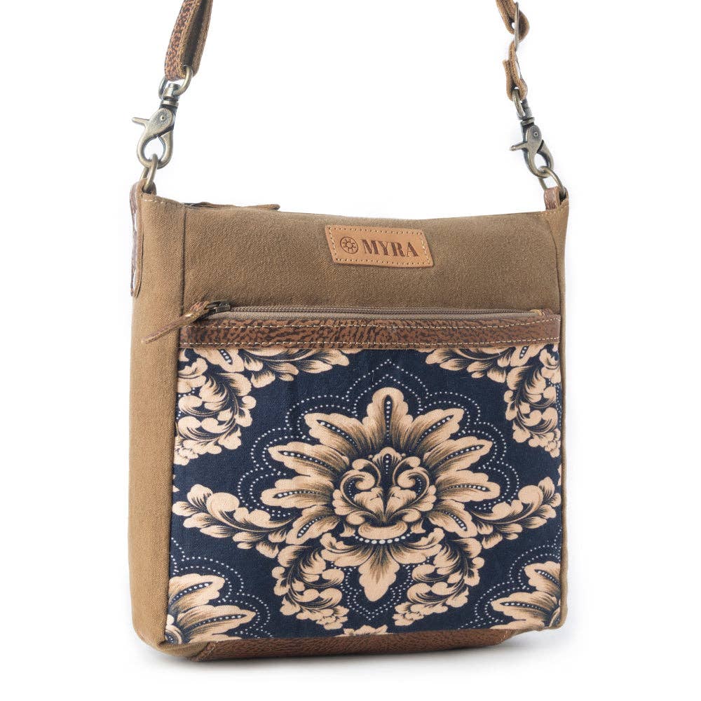Myra Bag - Crestbloom Vintage Crossbody Bag for Women in navy with print detail
