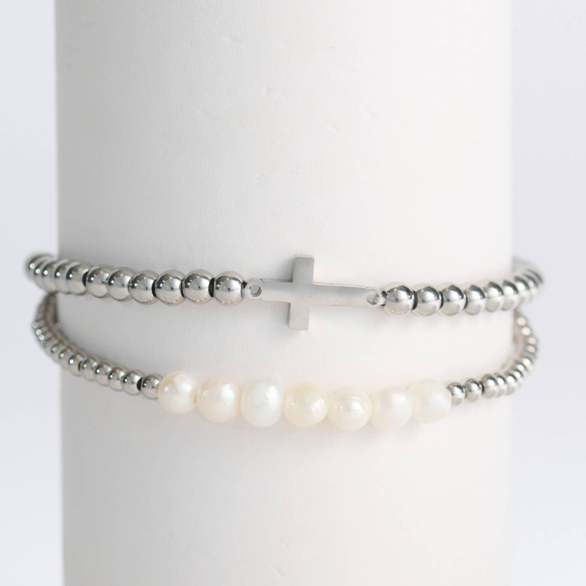 Howard's - Cross Bracelet Pearl Beaded Waterproof Narelle Duo Set