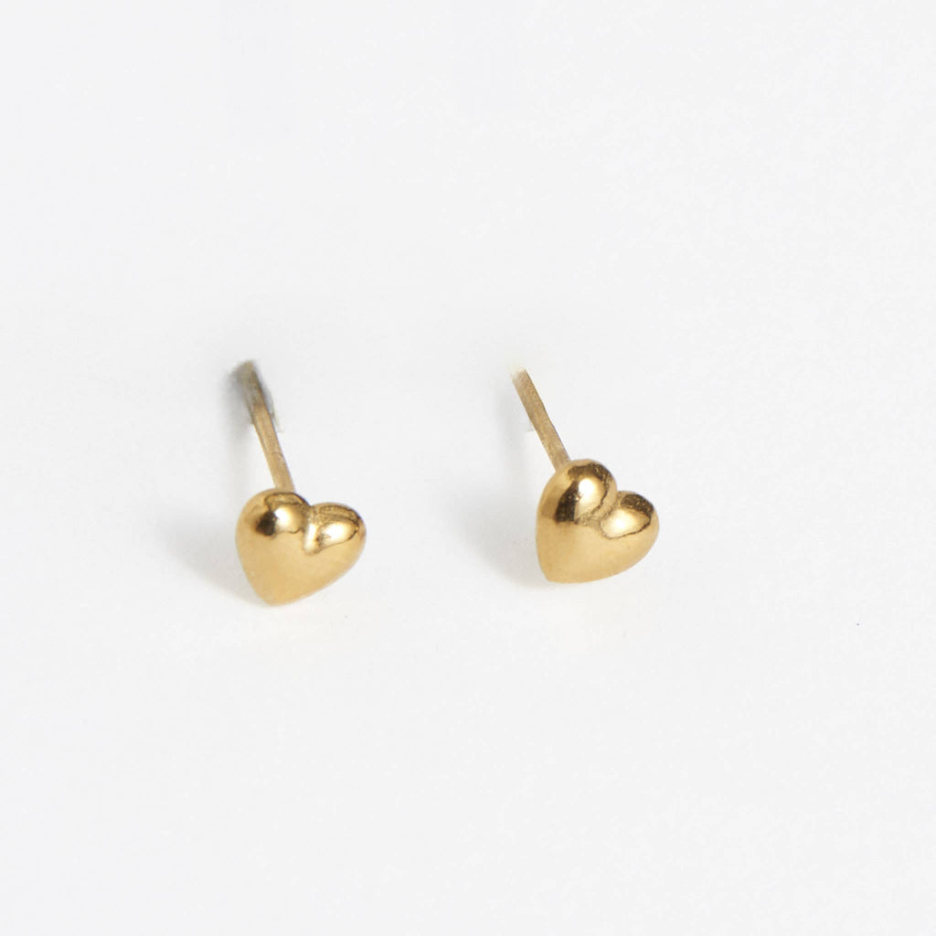 Howard's - Waterproof Earrings Puffy Heart Studs in Gold & Steel