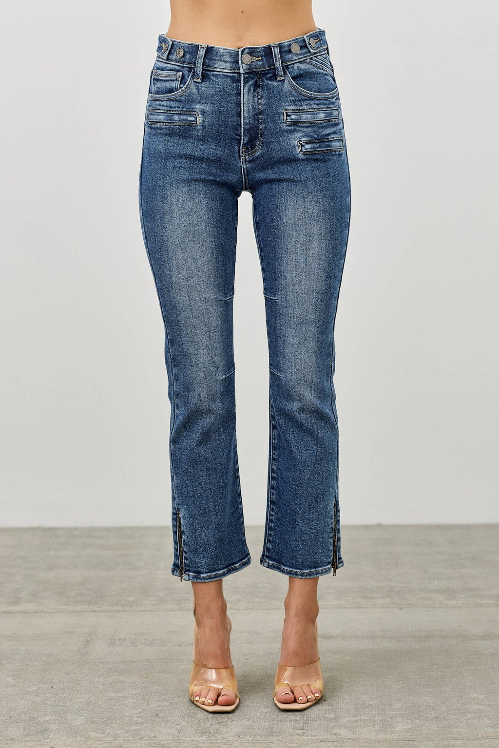 SAIGE DENIM MID RISE SKINNY CROP
