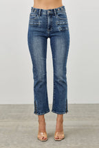 SAIGE DENIM MID RISE SKINNY CROP