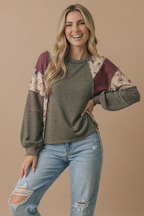 Haptics - Mixed Media Patchwork Pullover Knit Top