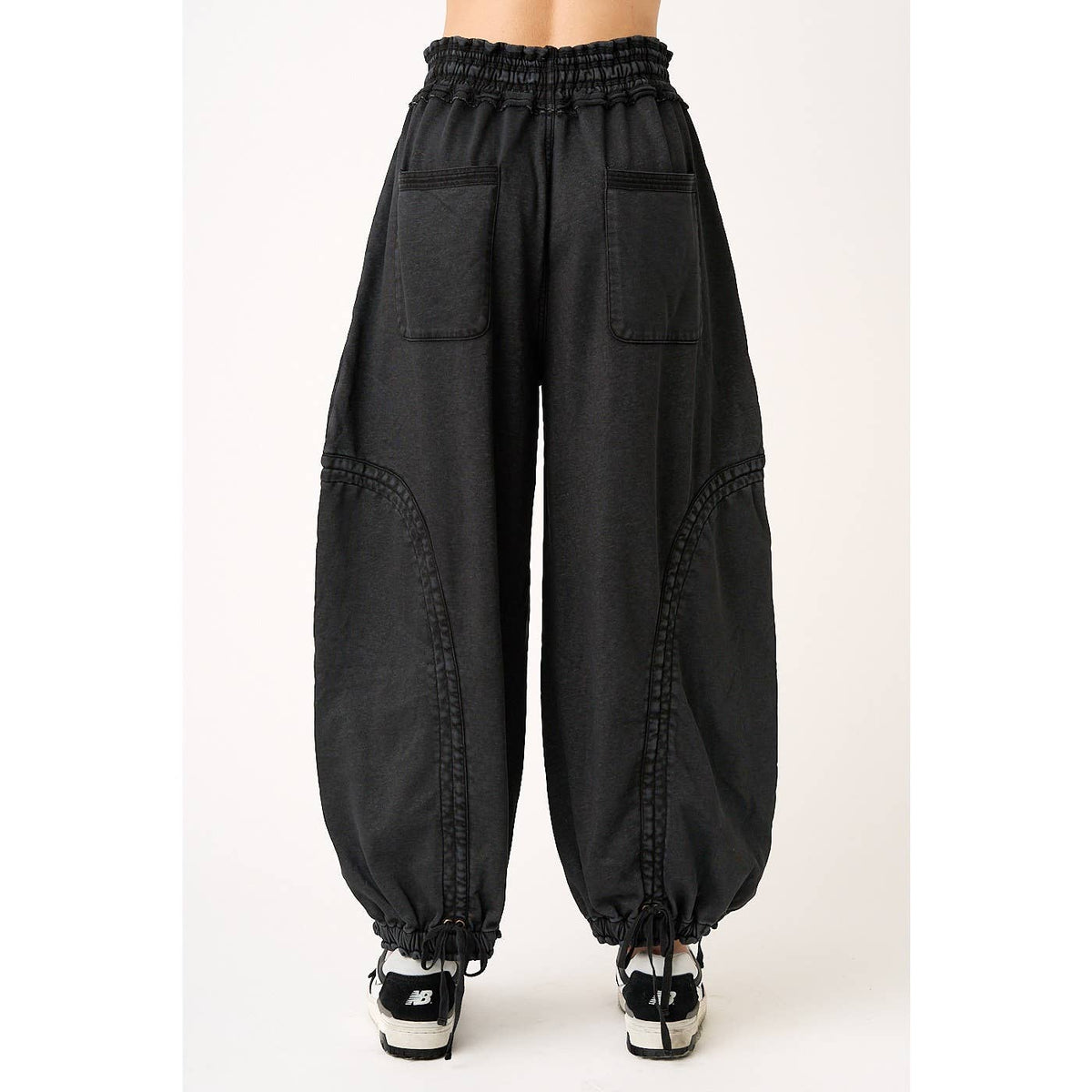 WASHED FRENCH TERRY DROP POCKET BALLOON PANTS