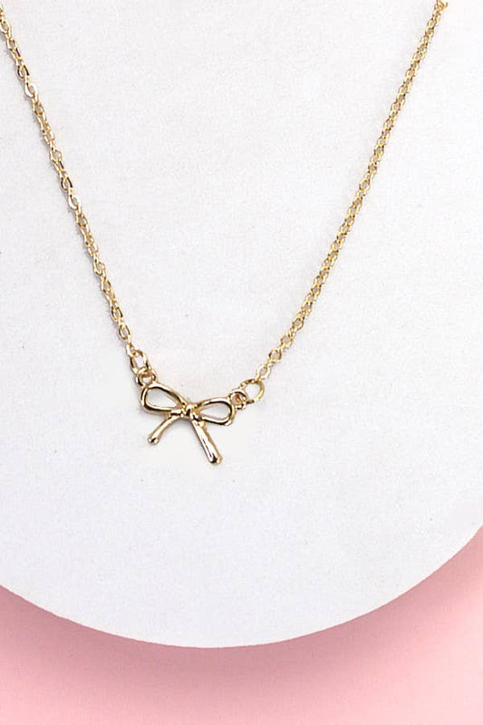 MINI GOLD BOW CHARM NECKLACE |