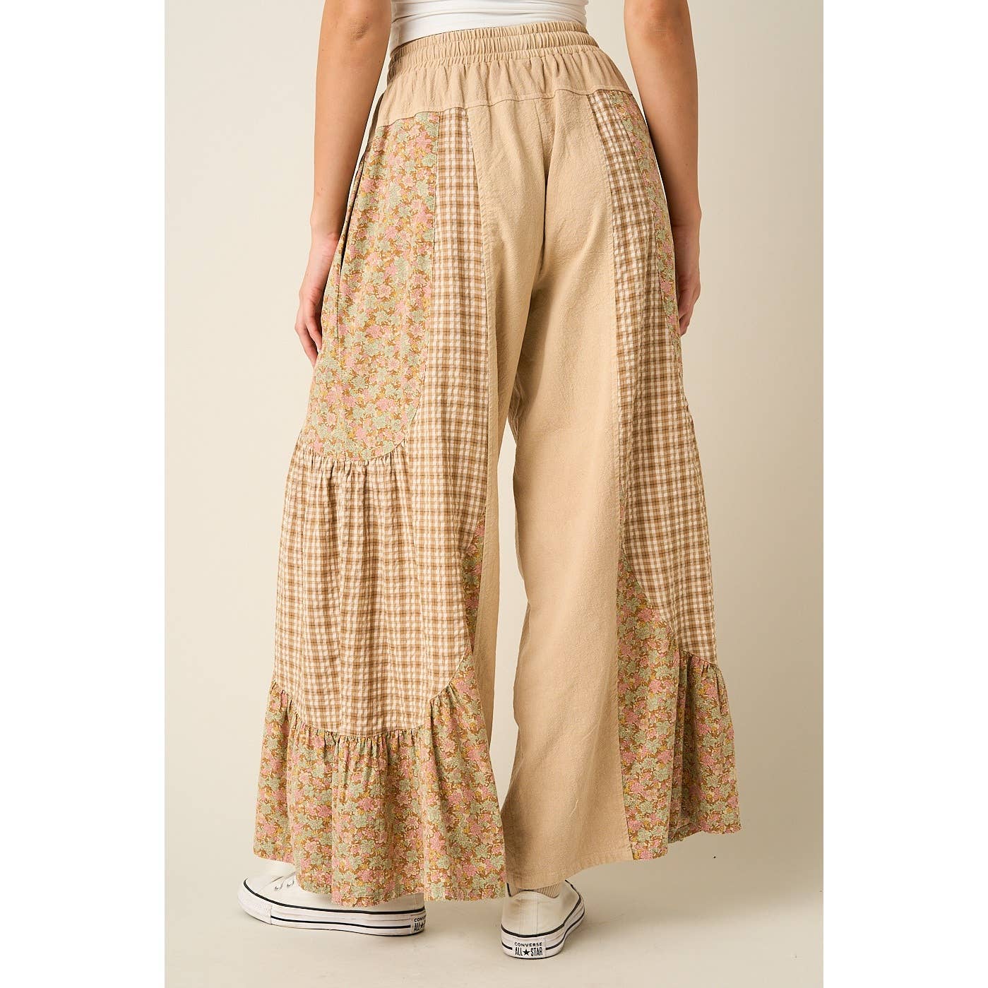 mittoshop - PATCHWORK MIXED PRINT WIDE LEG PANTS