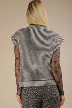 Two Tone Ribbed Knit Sweater Vest