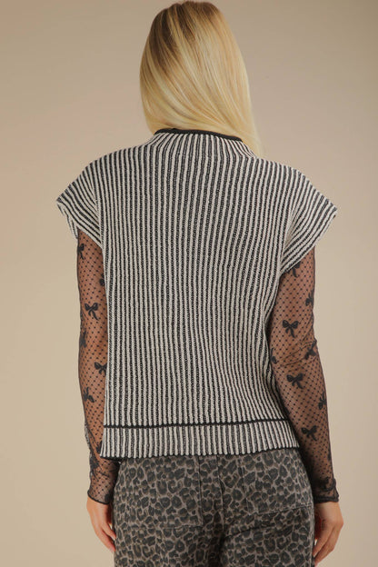 Two Tone Ribbed Knit Sweater Vest