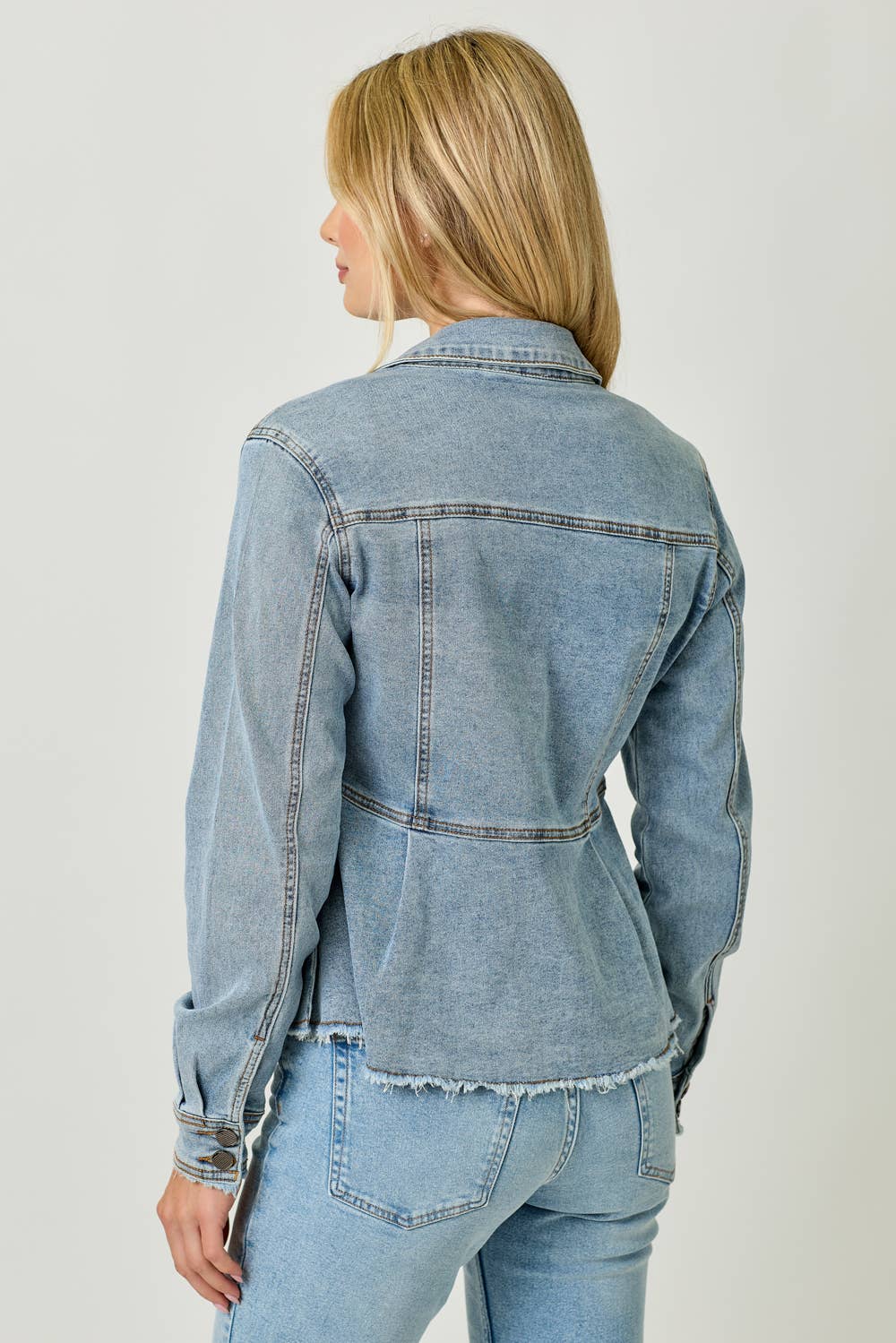 Alex Washed Denim Peplum Jacket