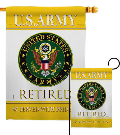 Two Group Flag Co - US Army Retired Military Retirement Veteran Decor Flag