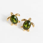 Howard's - Waterproof Earrings Turtle Studs Green Cubic Zirconia