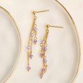Howard's - Waterproof Earrings Amethyst Drop Narelle Gold Beaded Chain